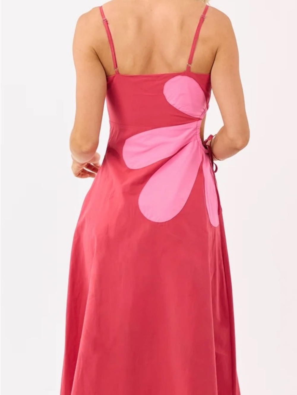 Very J Pink Flower Cutout Midi Dress NEW IN PACKAGE. Size large - Picture 5 of 8